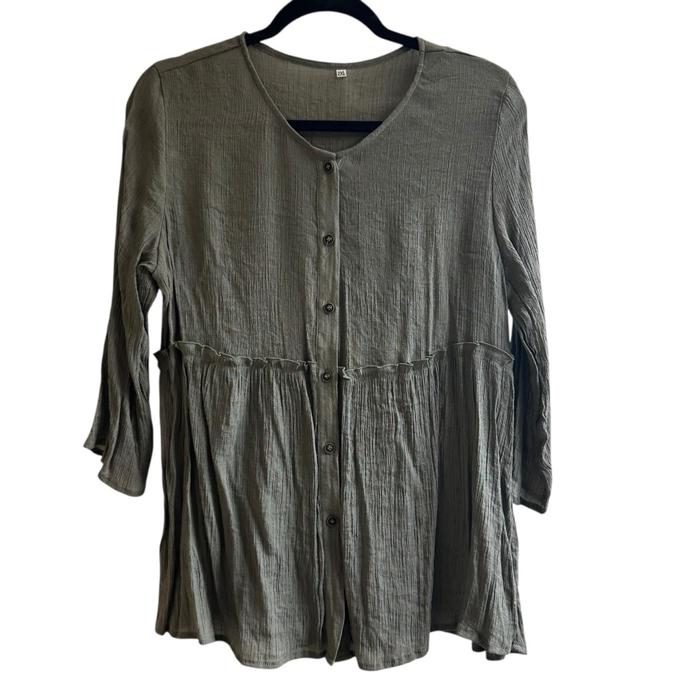 Elegant Olive Button-Down Women's Shirt